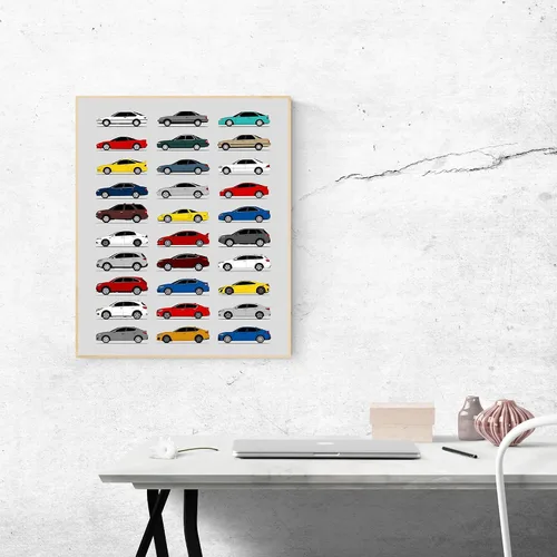 Vista 3 de Custom Car Posters Póster hecho a mano compatible con Acura (perfil lateral), decoración de lo mejor de las generaciones de Acura, historia 10C.