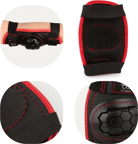 Vista 7 de TXJ Sports Coderas y rodilleras para niños con protectores de muñeca, equipo de protección para monopatín, patinaje sobre ruedas, ciclismo