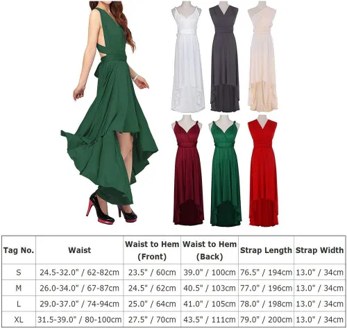 Vista 6 de Vestido largo transformador para mujer, vestido de graduación, convertible, con tirantes delgados, para boda, cóctel, vestido largo