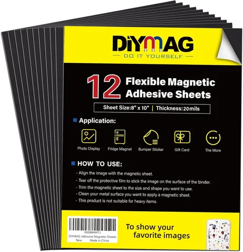 Vista 23 de DIYMAG Imanes para tarjetas de visita de 3.5 x 2 pulgadas, 45 paquetes de láminas magnéticas flexibles con adhesivo despegable y pegajoso, imán
