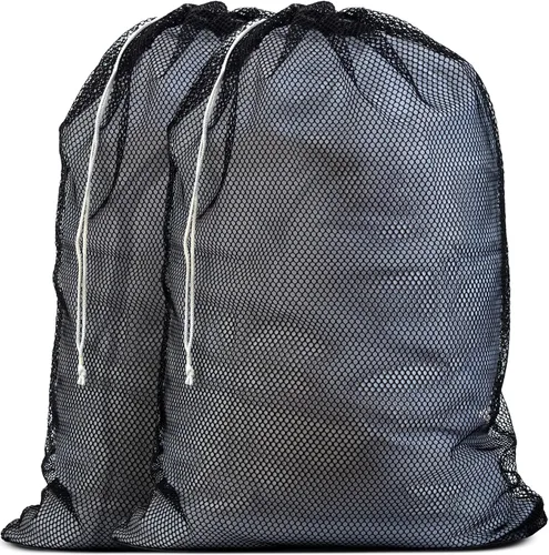 Vista 20 de Bolsa de lavandería de malla XL de Handy Laundry - Duradera, lavable a máquina con cierre de cordón seguro - Perfecta para dormitorios Negro