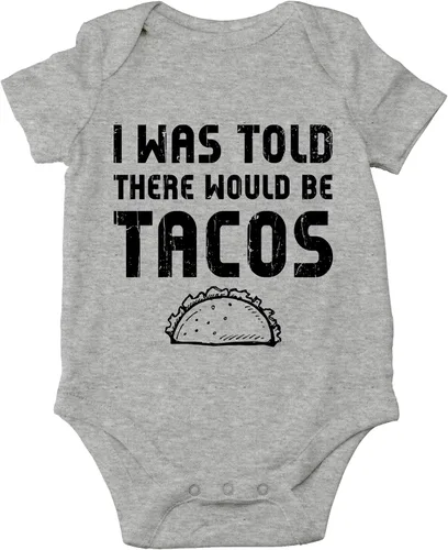 Vista 13 de CBTwear Body de bebé con texto en inglés "I Was Told There Would Be Tacos" - Lindo mameluco de humor unisex para recién nacidos