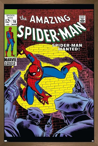Vista 39 de Marvel Comics Amazing Spider-Man #70 - Póster de pared, 22.4 pulgadas de largo x 14.7 pulgadas de ancho, versión enmarcada de madera de granero