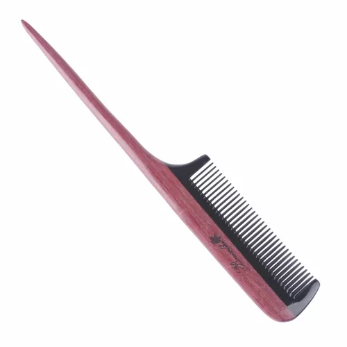 Vista 2 de Breezelike Peines para el cabello – Peine de cola de madera de dientes finos – Peine de madera de corazón morado sin estática con dientes de cuerno