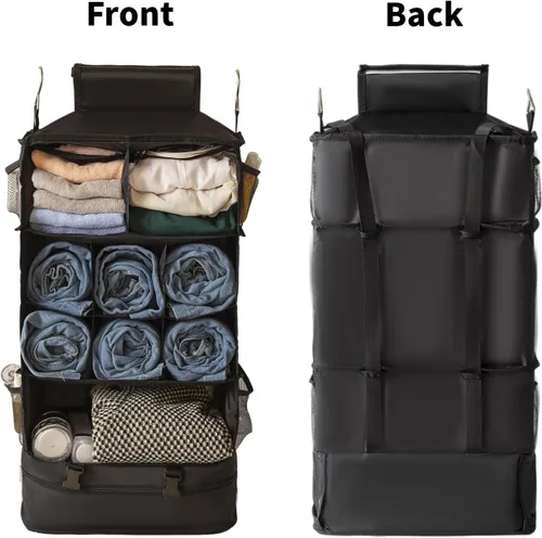 Vista 8 de SUCOME Cubos de embalaje colgantes para viajes, bolsas organizadoras de viaje con bolsa de aseo transparente, organizador plegable de maleta