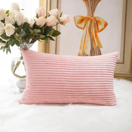 Vista 47 de Home Brilliant Funda de almohada de primavera de 18x18 pulgadas, funda de almohada de terciopelo a rayas para silla y sofá, funda de almohada