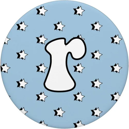 Vista 3 de Agarre y soporte para teléfonos y tabletas, diseño de estrellas y letra R, color azul pastel