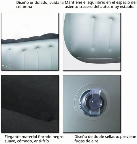 Vista 3 de FMS - Colchón hinchable de viaje para auto, para asiento trasero, cojín para cama de aire, sofá de aire, Azul