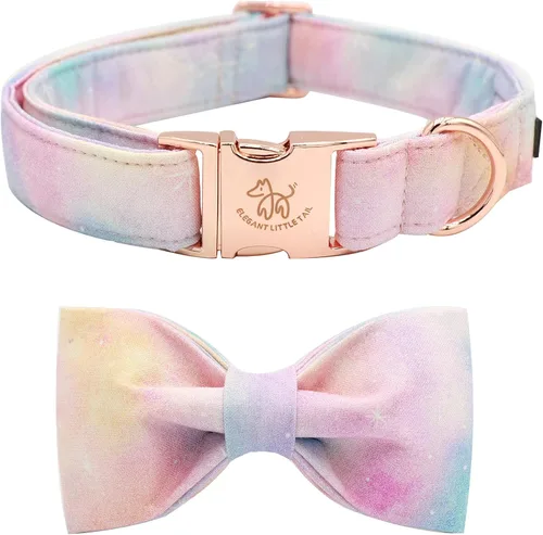 Vista 24 de Elegant little tail - Collar de otoño para mascotas con corbatín, lindo collar de Halloween con estampado de flores y calabaza para cachorros