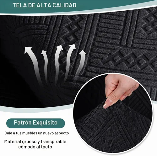 Vista 3 de Ruaozz - Fundas elásticas para sofá reclinable con consola de 4 piezas, con bolsillos, fundas de jacquard para sofá reclinable, protectores
