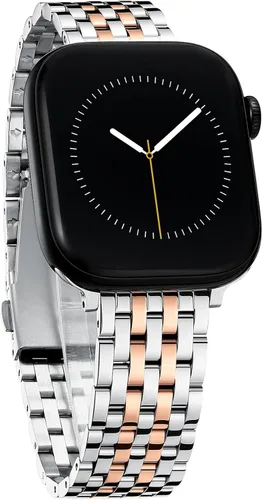 Vista 16 de Correa de reloj de siete eslabones para Apple Watch Series 11, 10, 9, 8, 7, 6, 5, 4, 3, 2, 1 y SE 3/2/1 para mujer, elegante correa de metal de Oro