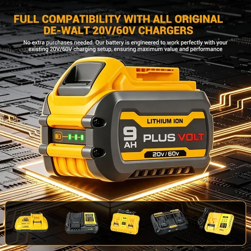 Vista 6 de SANIU Reemplazo de 9.0Ah 20V/60V para batería DeWalt 20V 60V DCB606 DCB609 DCB612 DCB615 batería de litio de alta capacidad compatible