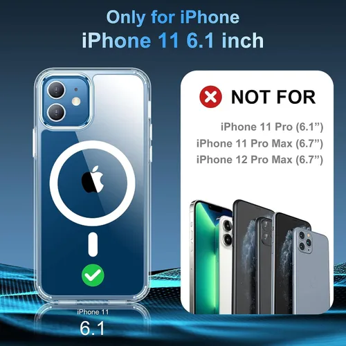 Vista 2 de jaroco Funda magnética para iPhone 11 con protector de pantalla, protección resistente, compatible con MagSafe, protección contra caídas de grado