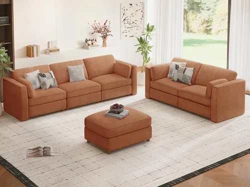 Vista 10 de CUGOAO Sofá biplaza extragrande de 83.5 pulgadas, sofás para sala de estar, sofá nube de felpilla de asiento profundo, sofá modular seccional, funda