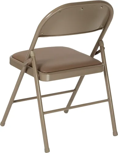 Vista 8 de EMMA + OLIVER Paquete de 2 sillas plegables de vinilo beige con doble refuerzo