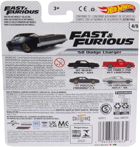 Vista 6 de Hot Wheels Colección de entretenimiento retro de vehículos a escala 1:64 de películas Blockbuster, TV y videojuegos, réplicas icónicas para jugar