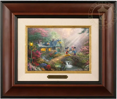 Vista 8 de Thomas Kinkade Studios Mickey and Minnie - Puente cariño de 11 x 14 pulgadas, marco negro satinado
