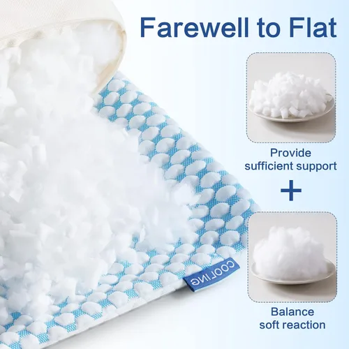 Vista 3 de EASELAND - Almohada firme de espuma viscoelástica triturada (ajustable), transpirable y refrescante para dormir, tamaño estándar, paquete de 2