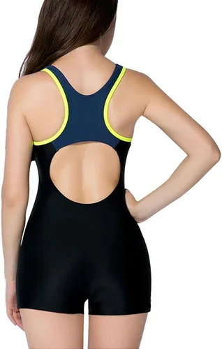Vista 119 de beautyin - Traje de baño para mujer, traje de baño aeróbico y de competición de una pieza, estilo pantalón corto