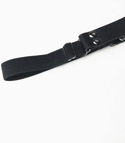 Vista 7 de Arnés de cuero para piernas, estilo punk, negro, ligueros, rave, club, fiesta, muslo, cadena para piernas, joyería para el cuerpo para mujeres