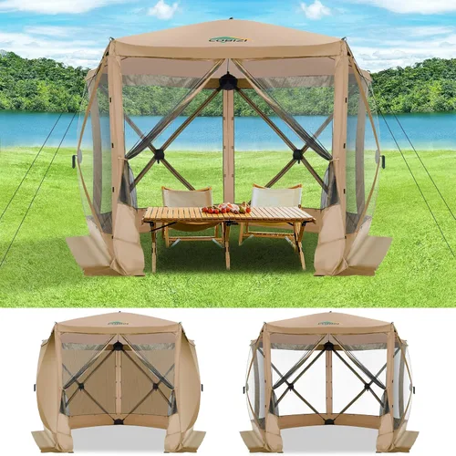 Vista 17 de COBIZI 10x15 Outdoor Patio Gazebo with Privacy Curtains, Khaki Caqui
