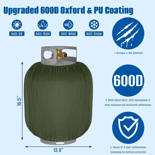 Vista 3 de SIRUITON Cubierta para tanque de propano 20lb, cubierta resistente para exteriores de 600D de tela Oxford impermeable para tanque de gas propano