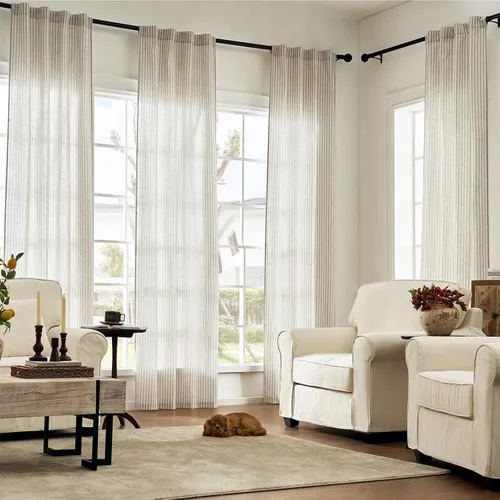 Vista 50 de jinchan Linen Blackout Curtains Back Tab 96 Inch 2 Panels Striped Blue Blue Stripe Lined