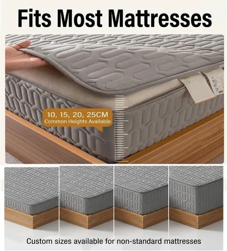 Vista 4 de Mattress Encasement Fully Zippered Mattress Protector, Soft Breathable Quilted 6-Sided Fitted Sheet for Home Hotel Bedroom Dormitory use Blanco