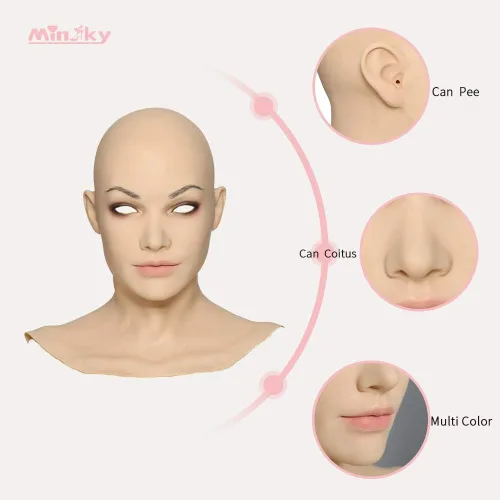 Vista 5 de Minaky Máscara de silicona hecha a mano para travestis transgénero disfraz Drag Queen