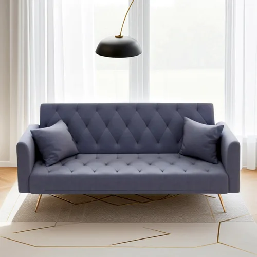 Vista 20 de Anwick Sofá cama moderno de terciopelo de 72 pulgadas, sofás plegables convertibles con 3 respaldos ajustables, asiento reclinable copetudo, patas