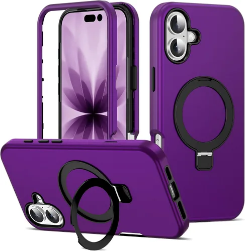 Vista 11 de Funda compatible con iPhone 13 y 14 de 6.1 pulgadas con soporte de anillo magnético [protección militar contra caídas] [compatible con Mag-Safe]