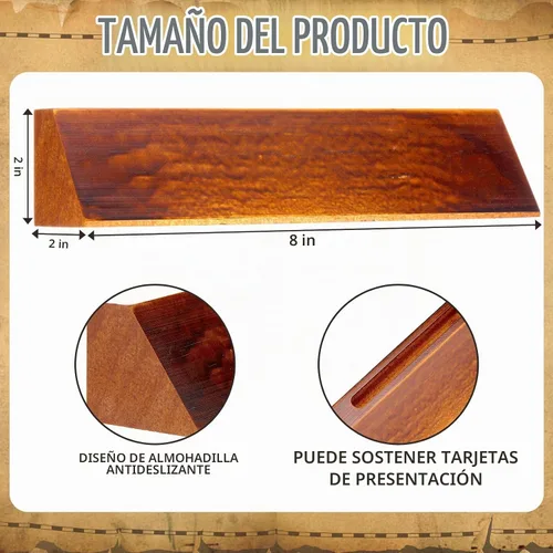 Vista 2 de Eersida 2 piezas de placa de nombre de madera en blanco para escritorio, placa de nombre de nogal personalizada de madera DIY para placa de nombre