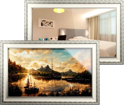 Vista 10 de Soulaca 22" webOS Smart Mirror TV con decoración de marco blanco Galería inteligente