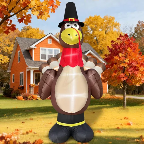 Vista 5 de Inflables de pavo gigante de 12 pies para decoración de Acción de Gracias