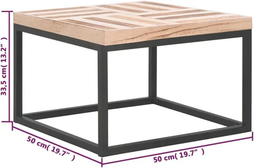 Vista 2 de Mesa de centro de 19.7 x 19.7 x 13.2 pulgadas, de madera maciza, mesa de centro de comedor, mesa auxiliar para sala de estar, jardín, parque, balcón