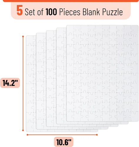 Vista 2 de Mr. Pen - Rompecabezas en blanco, paquete de 5, 100 piezas/paquete, 10.6" x 14.2" pulgadas, rompecabezas blanco, rompecabezas en blanco