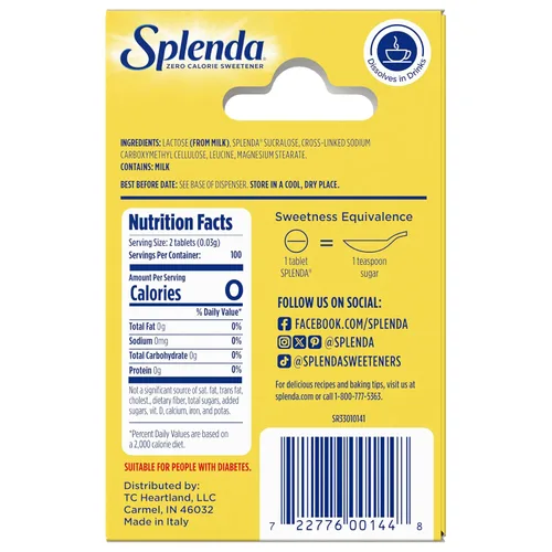 Vista 2 de SPLENDA Edulcorante sin calorías, mini tabletas solubles, 200