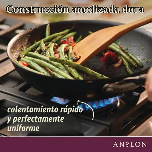 Vista 4 de Anolon Smart Stack - Juego de sartén antiadherente anodizada dura / Juego de sartenes - 8.5 pulgadas y 10 pulgadas, negro