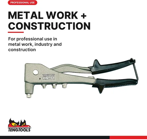 Vista 2 de Teng Tools Herramienta de pistola de remache manual para remaches de aluminio, acero y acero inoxidable - HR01