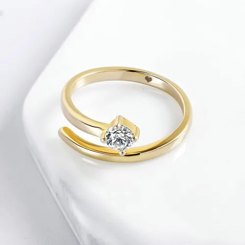 Vista 6 de Anillos ajustables para mujer, plata de ley S925, anillos abiertos de oro grueso para mujer con circonita