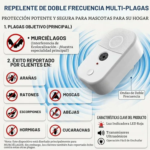 Vista 3 de Paquete de 4 repelentes ultrasónicos de murciélagos para ático, disuasorio