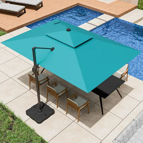 Vista 36 de Sombrilla voladiza para patio, 9 x 12 pies, sombrilla giratoria Beige