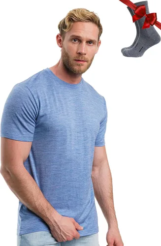 Vista 7 de Camiseta 100% de lana merino para hombre - Camiseta interior de capa base Tinta negra
