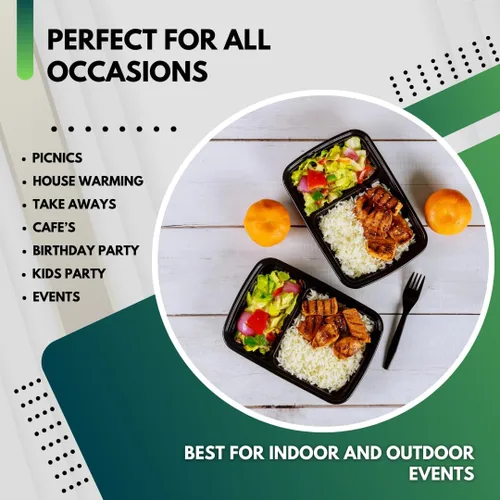 Vista 5 de Green Direct Set de loncheras / Contenedor grande de alimentos con tapa / Caja bento de 2 compartimentos, apta para microondas, congelador