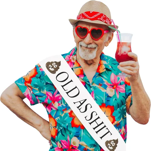Vista 4 de Old AS SHlT - Banda de cumpleaños y jubilación para hombres y mujeres y pasador de seguridad grande. Fiesta de trabajo y eventos para jubilados
