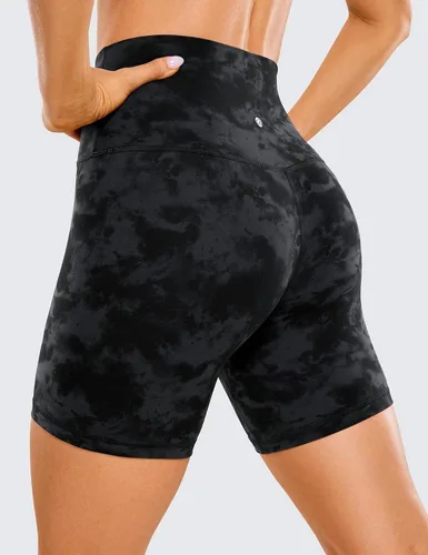 Vista 2 de CRZ YOGA ButterLuxe Pantalones cortos de ciclismo para mujer, de elastano, de tiro alto, 6 pulgadas, para entrenamiento, correr, voleibol y yoga