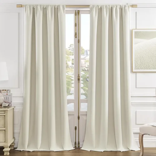 Vista 26 de Joydeco Cortinas de terciopelo negro de 63 pulgadas de largo, 2 paneles, cortinas opacas de lujo con bolsillo para barra, cortinas de ventana