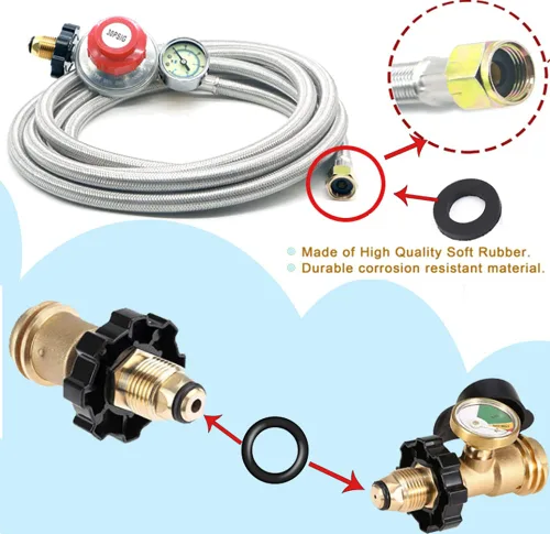 Vista 2 de 30 juntas de tanque de propano y juntas tóricas con 1 rollo de cintas de sellado de rosca de PTFE, adaptador de junta tórica de propano de 0.59