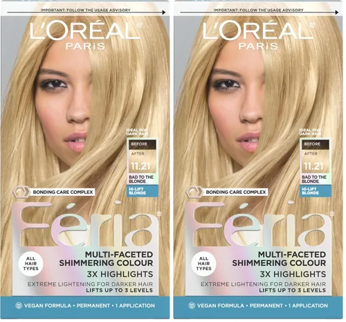Vista 82 de L'Oreal Paris Feria - Tinte permanente brillante multifacético para el cabello, tinte de alta intensidad para reflejos 3X, 10 negro azabache