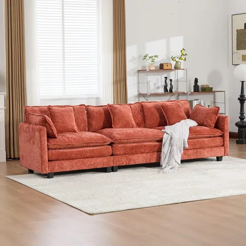 Vista 15 de Modular Sectional Couches Sofa, 4-Seat Cloud Couch with Double Layer Upholstered Seat Cushion, Breathable Chenille Fabric, for Living Room Bedroom